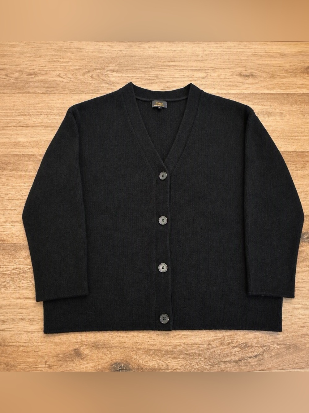 Quince Mongolian Cashmere Oversized Boyfriend Cardigan Sweater Black Size L